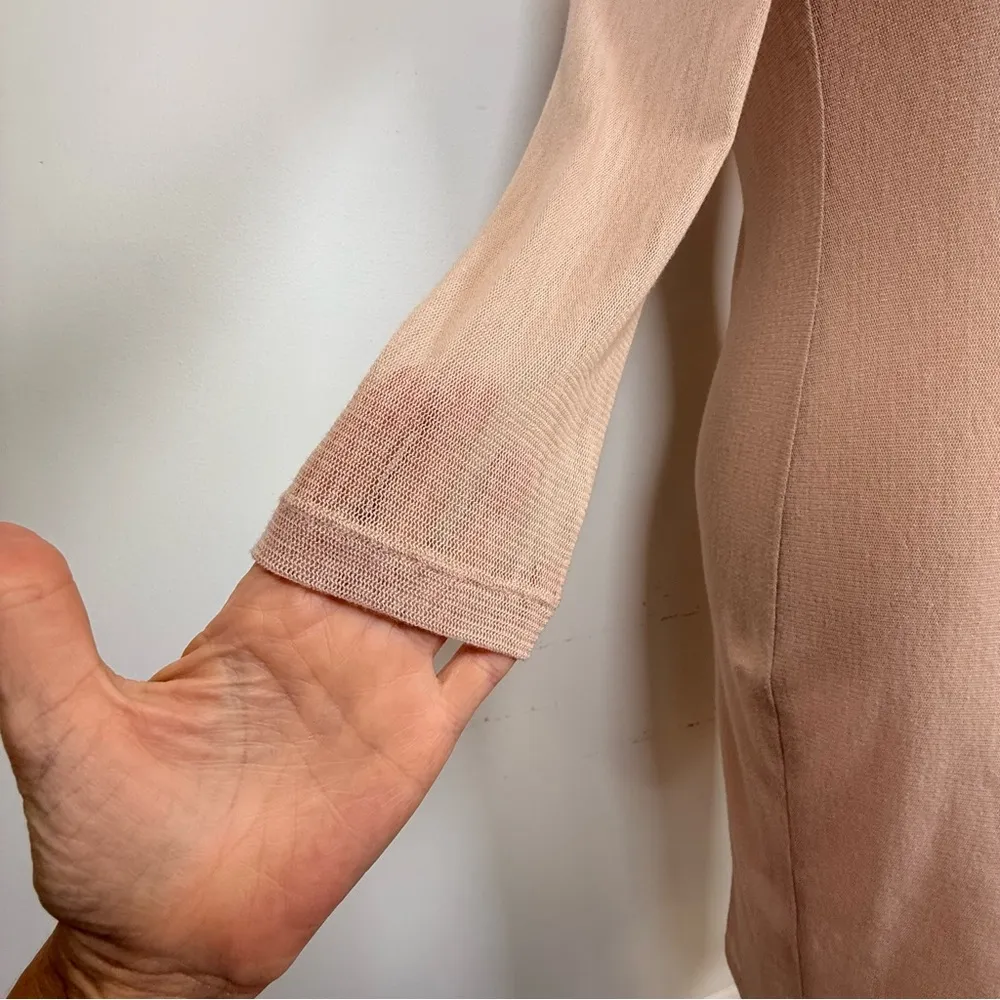 Alice + Olivia Air By Stacey Bendet Elegant Nude Long Sleeve Dress Size XS - Image 6