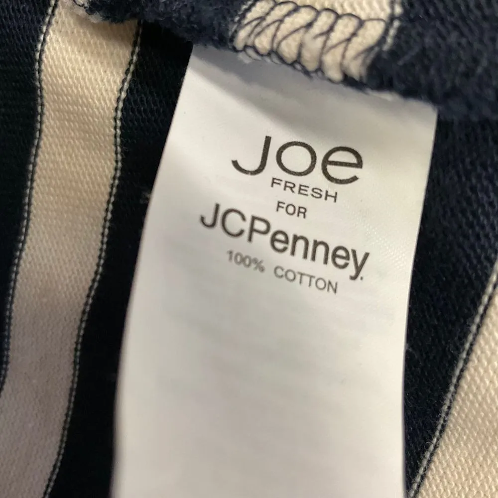 Joe Fresh Fisherman Striped‎ Cotton Long Sleeves Shift Dress Size M Black Cream - Image 11