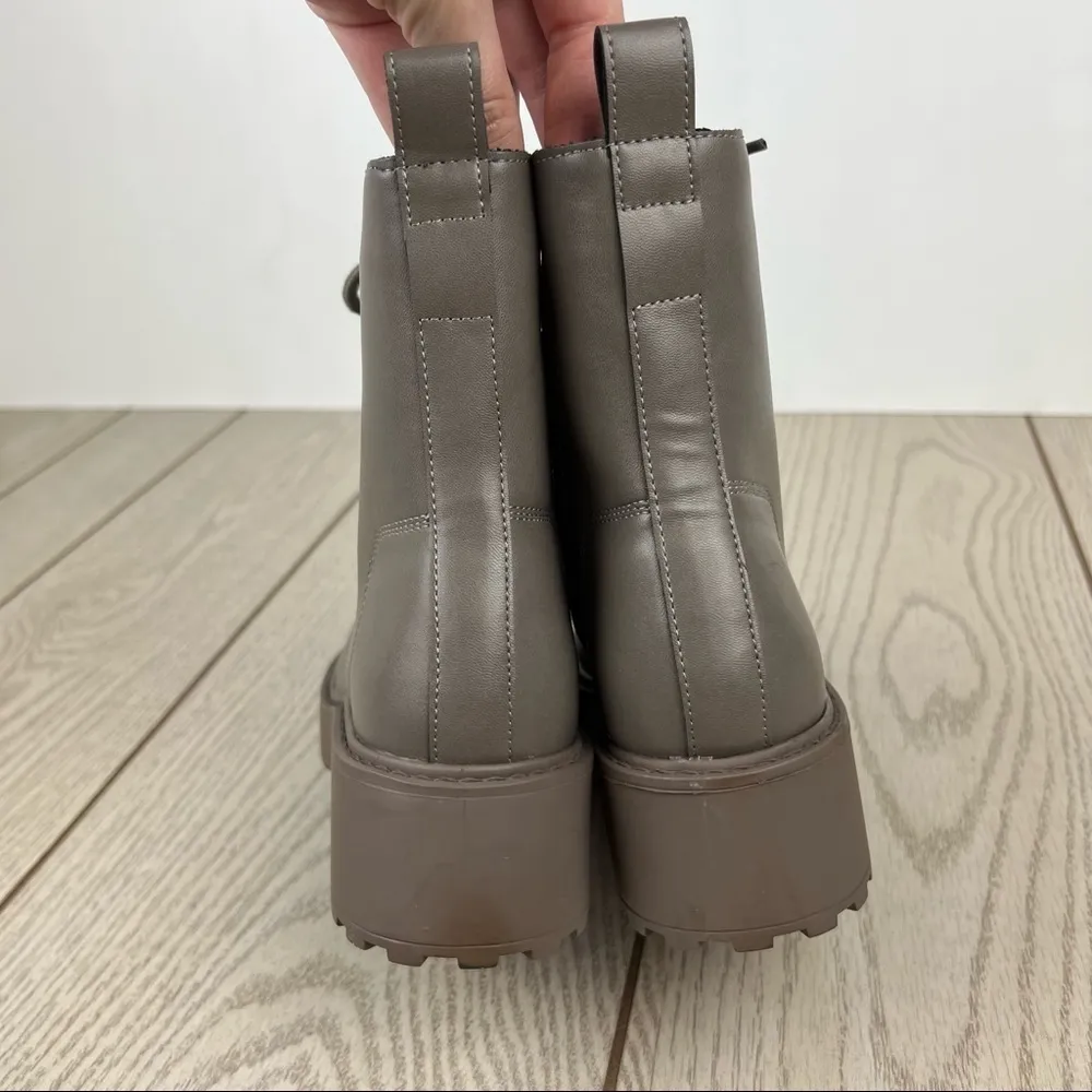 Olivia Miller Crystal Lace Front Combat Boot 6.5 Light Grey Faux Leather $105 - Image 7