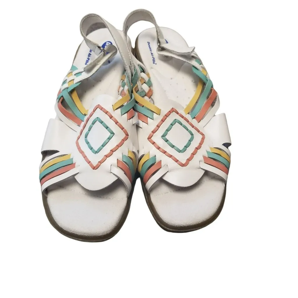 Dr Scholls Vtg Womens Huarache White Leather Aztec Santa Fe Strappy Sandal 11W Size 11 - Image 3