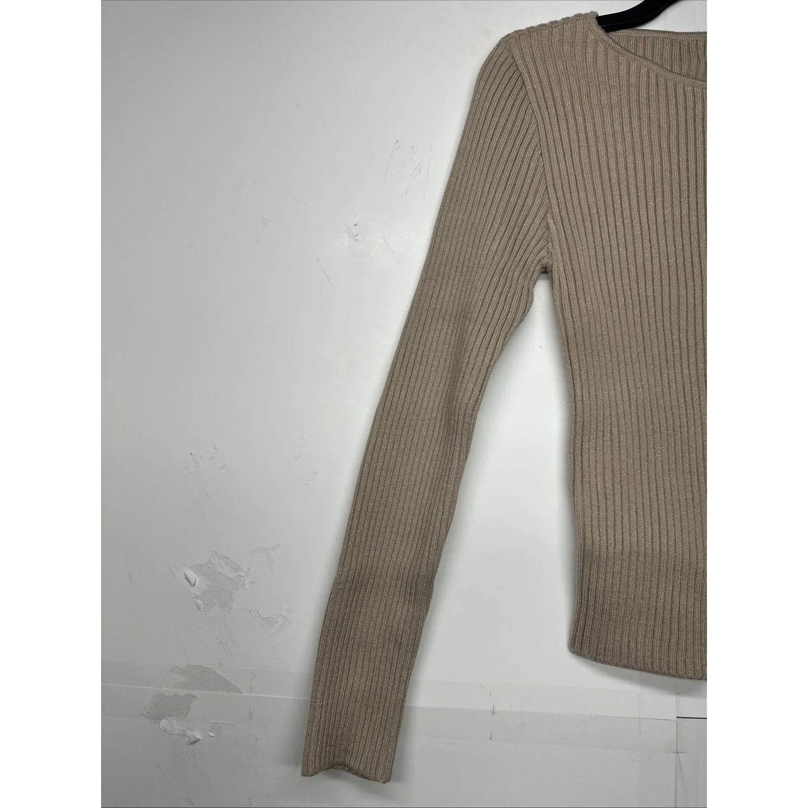 Worthington Women’s Sweater Large Light Brown Ribbed Knit Long Sleeve Top NWT - Image 2