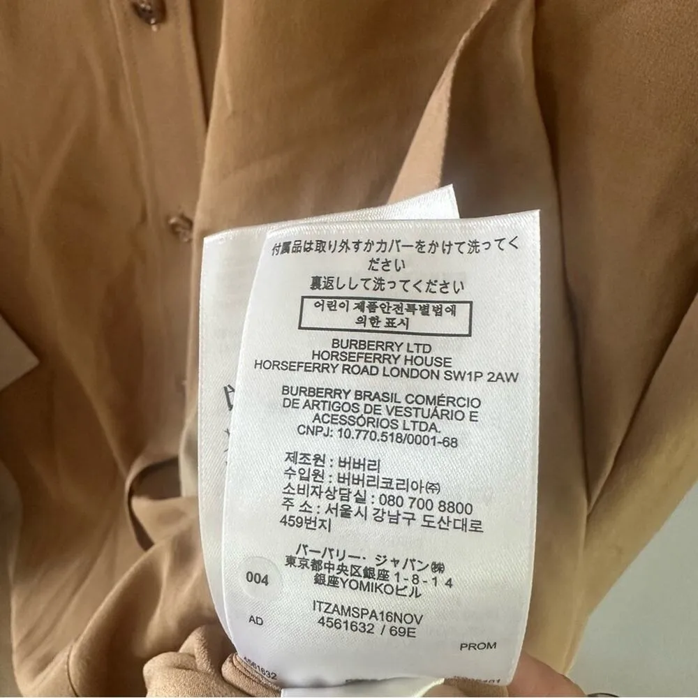Burberry Camel Tan Draped Silk Blouse Women US2 - Image 8