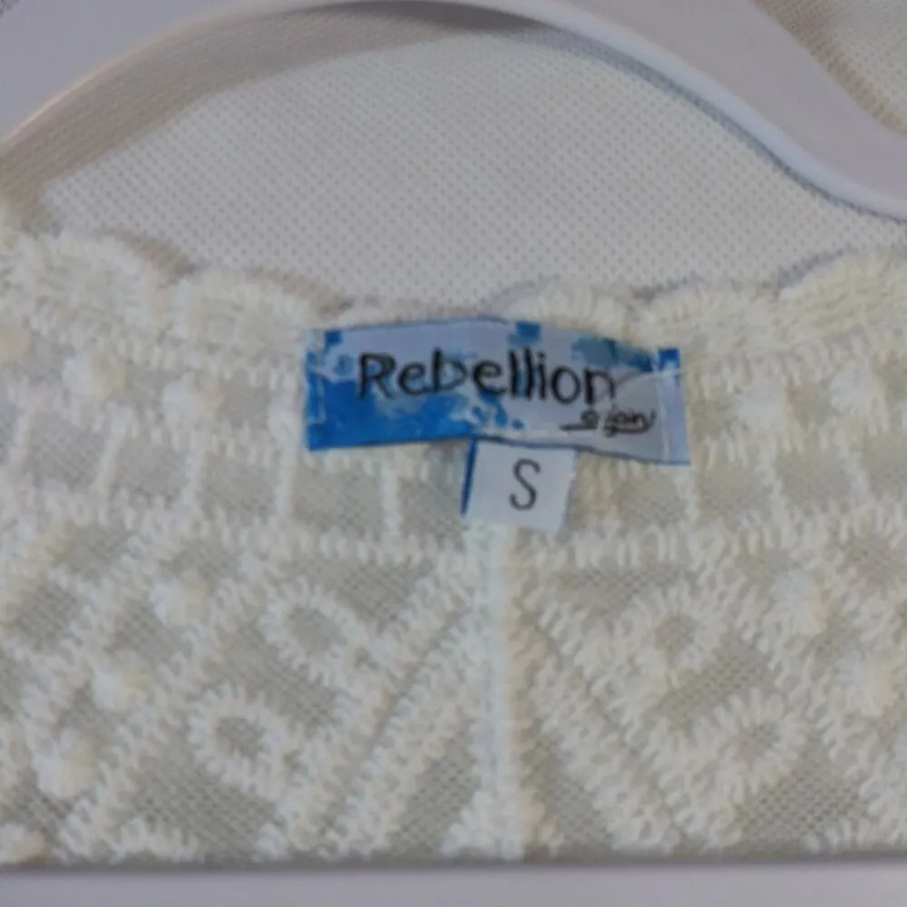 REBELLION AGAIN KIMONO LACE DUSTER IVORY BOHO FESTIVAL SIZE SMALL White - Image 6