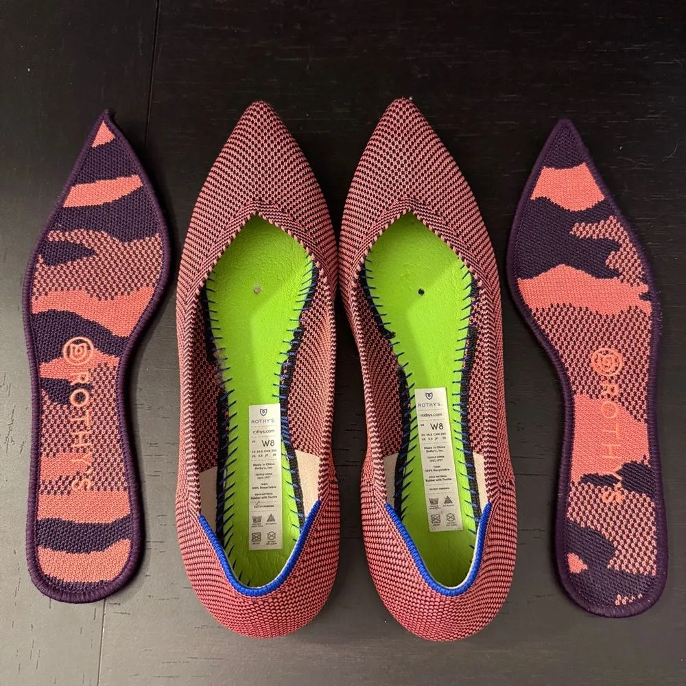 Rothy’s The Point Retired Optic Rose Double Stitch Ballet Flats Women’s Size 8 - Image 4