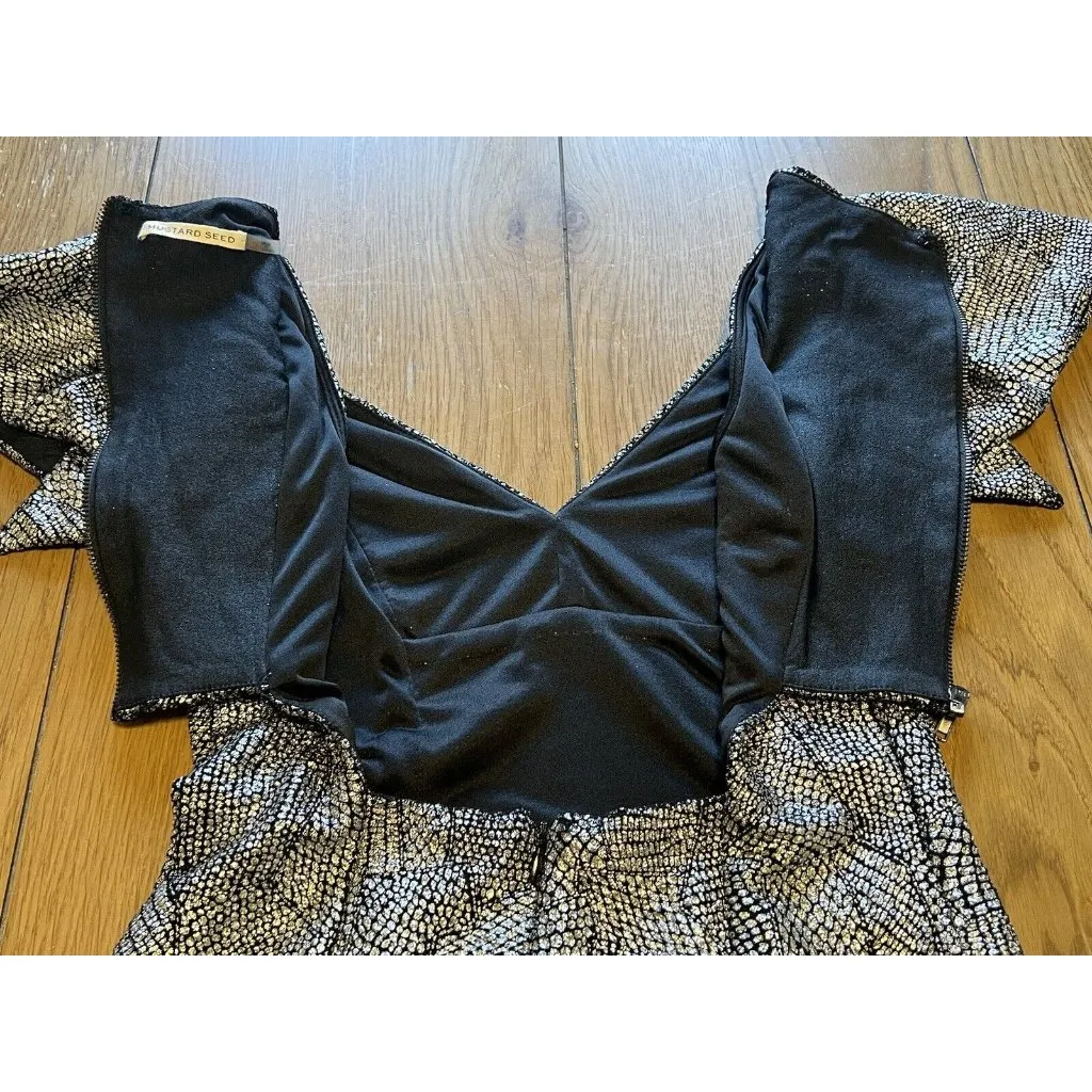 Mustard Seed Dress Mini Short‎ Shimmer Silver Size Small S - Image 10