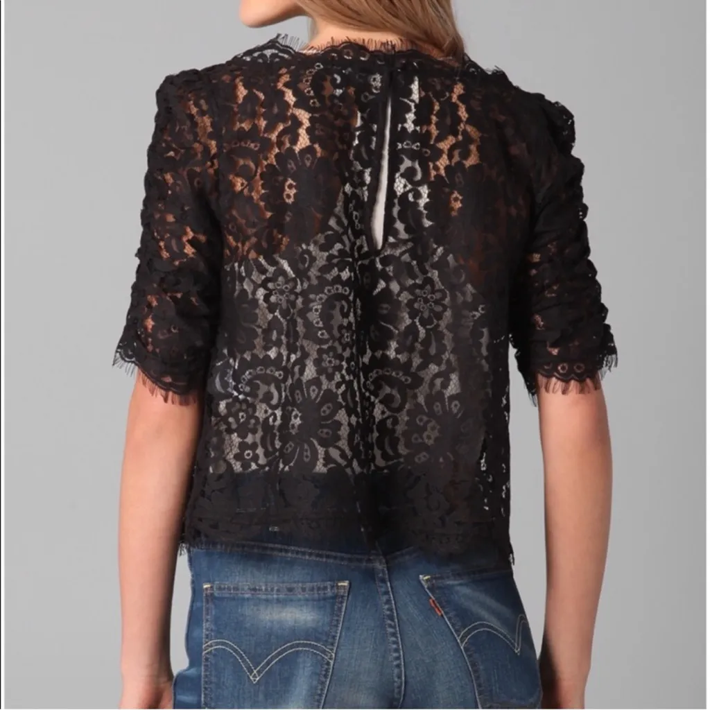 Joie Fanny Smocked Sleeve Lace Top - Image 4