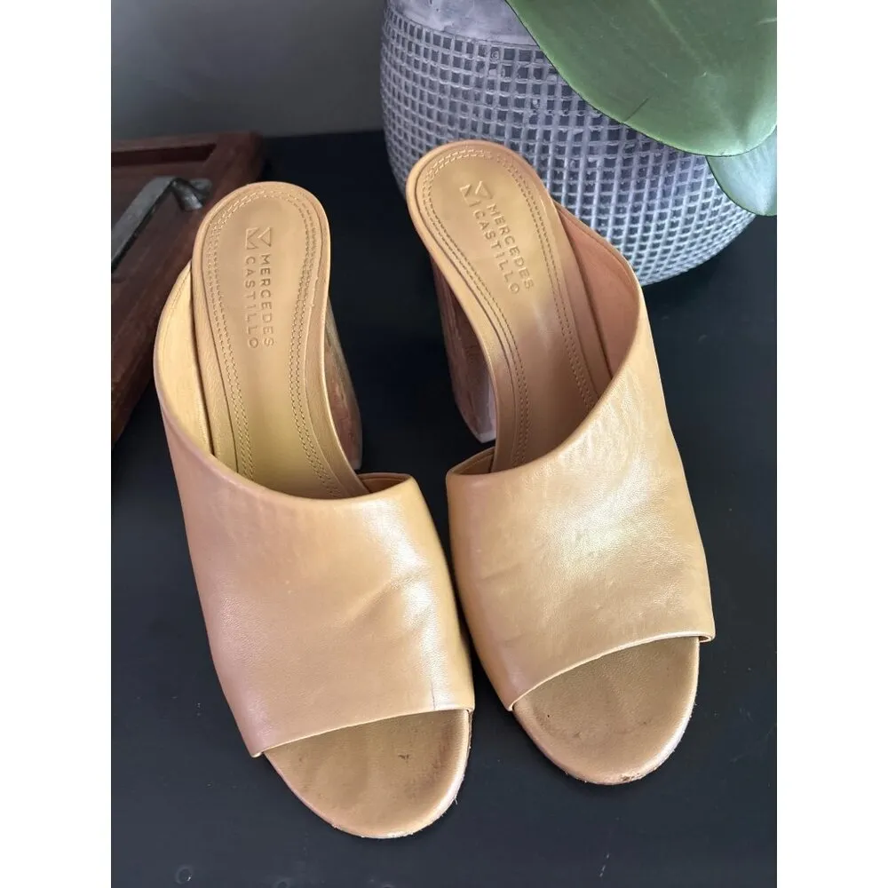 Mercedes Castillo Izar High Mule Sandal Sand Womens Size 7.5 Brown - Image 3