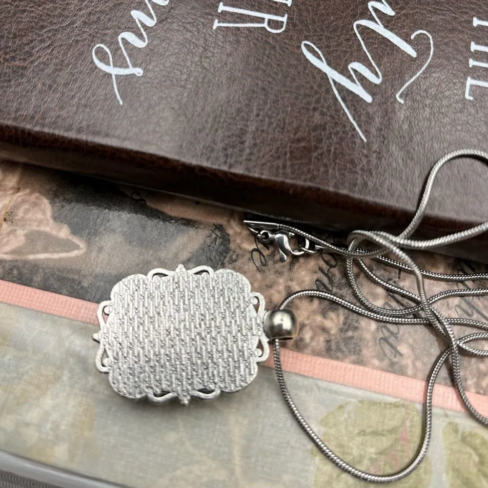 Red Poppy Floral Glass Oval Pendant Stainless Steel Necklace 18” Blue - Image 6