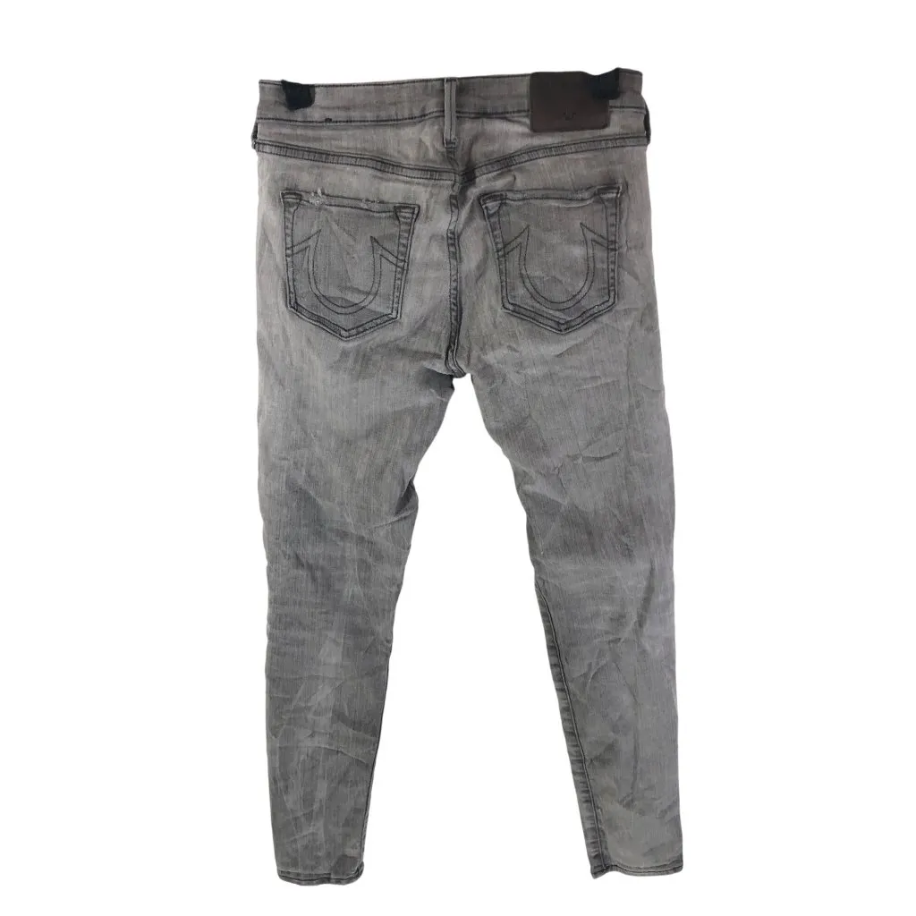 True Religion Womens Jeans Halle Mid Rise Super Skinny Distressed Gray 27 - Image 2