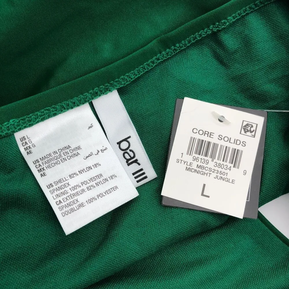 Bar III Womens Core Solids Bikini Swim Bottom Shirred Midnight Jungle Green L - Image 4