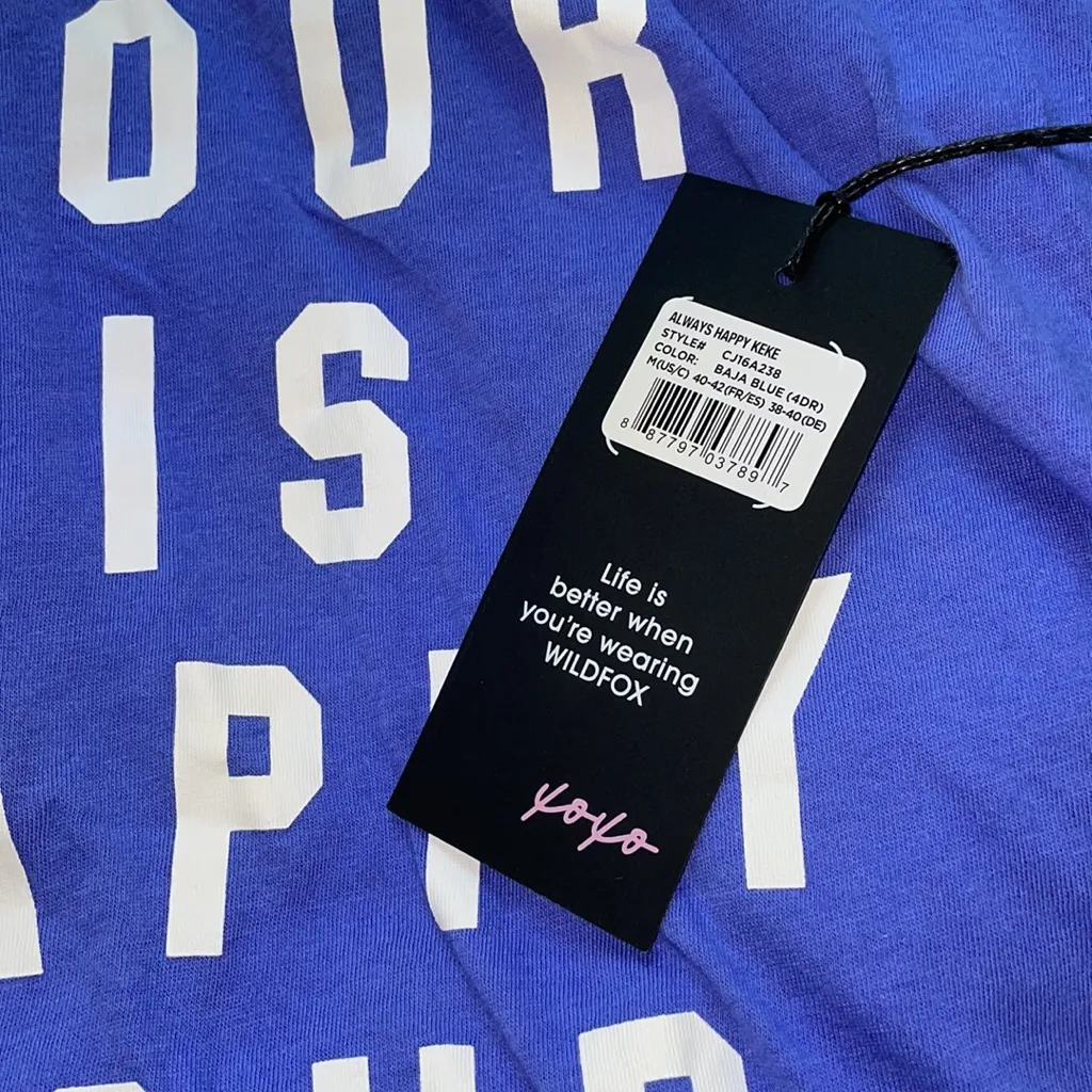 NWT Wildfox Every Hour is Happy Hour Keke Tee Blue Size M - Image 6