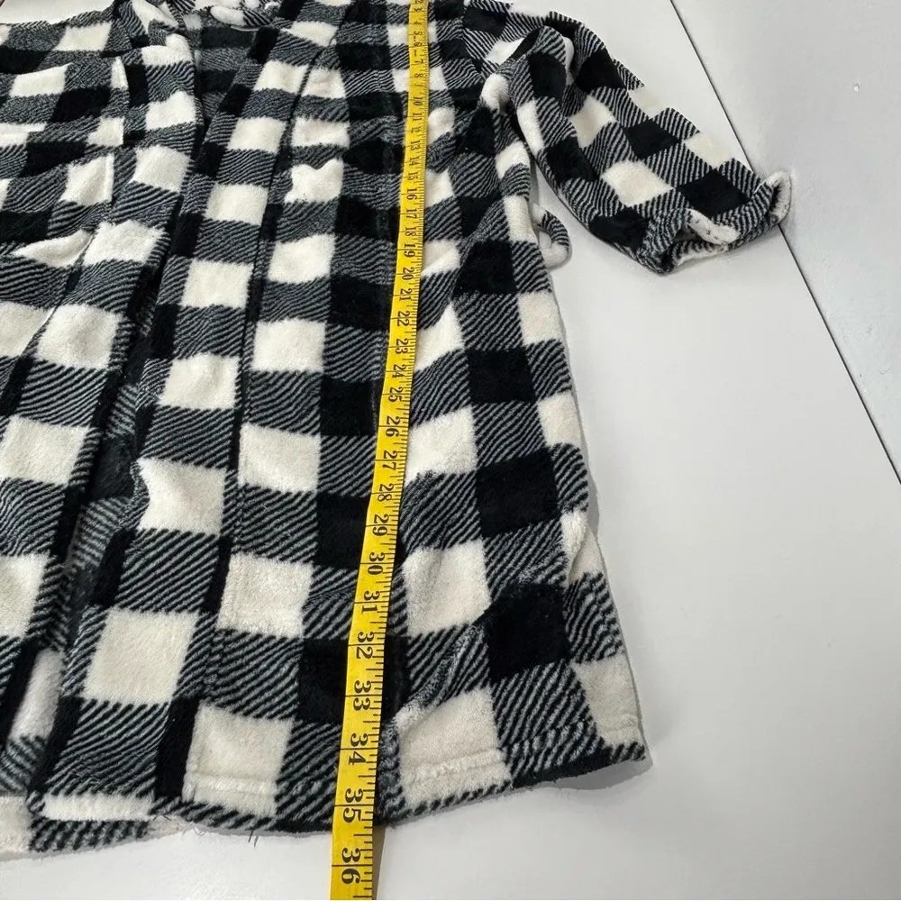 Love at first sight Plaid Women's Jacket in Black and White bathrobe M Size M - Image 15