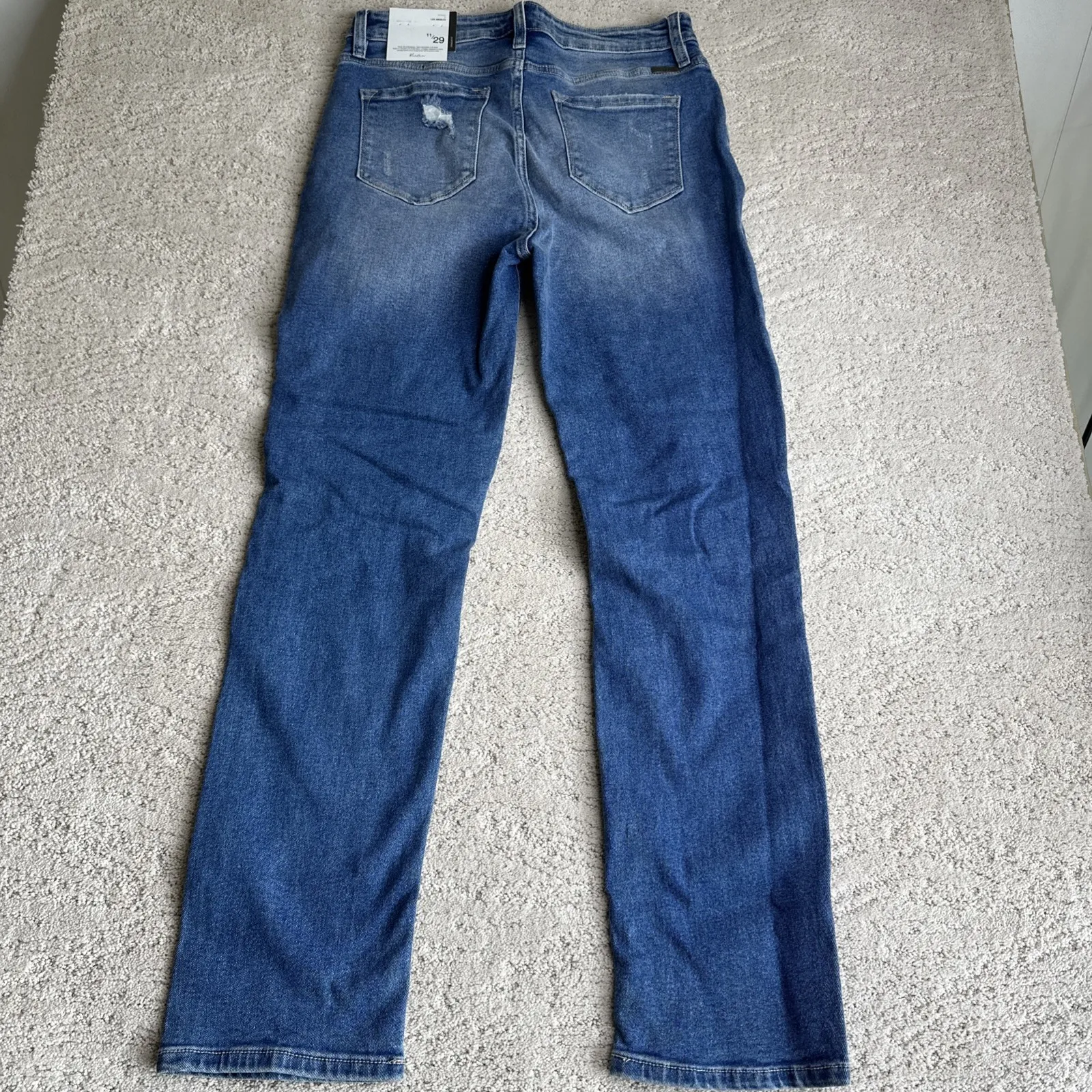Women's NEW KanCan 11/29 Distressed Straight Fit Jeans‎ Stretch Blue - Image 5