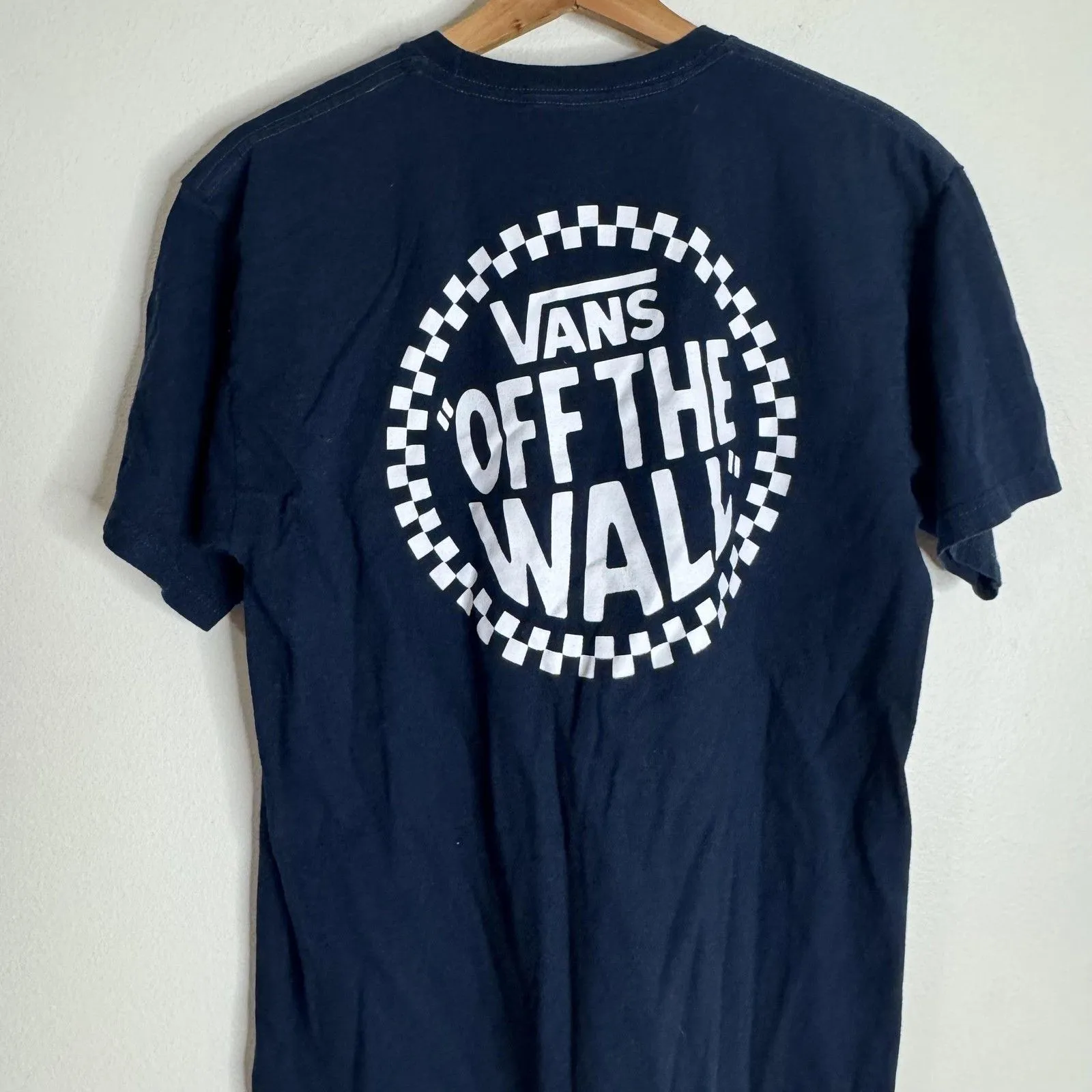Vans Shirt Medium Navy Off The Wall Checkerboard Graphic Short Sleeve - Image 7