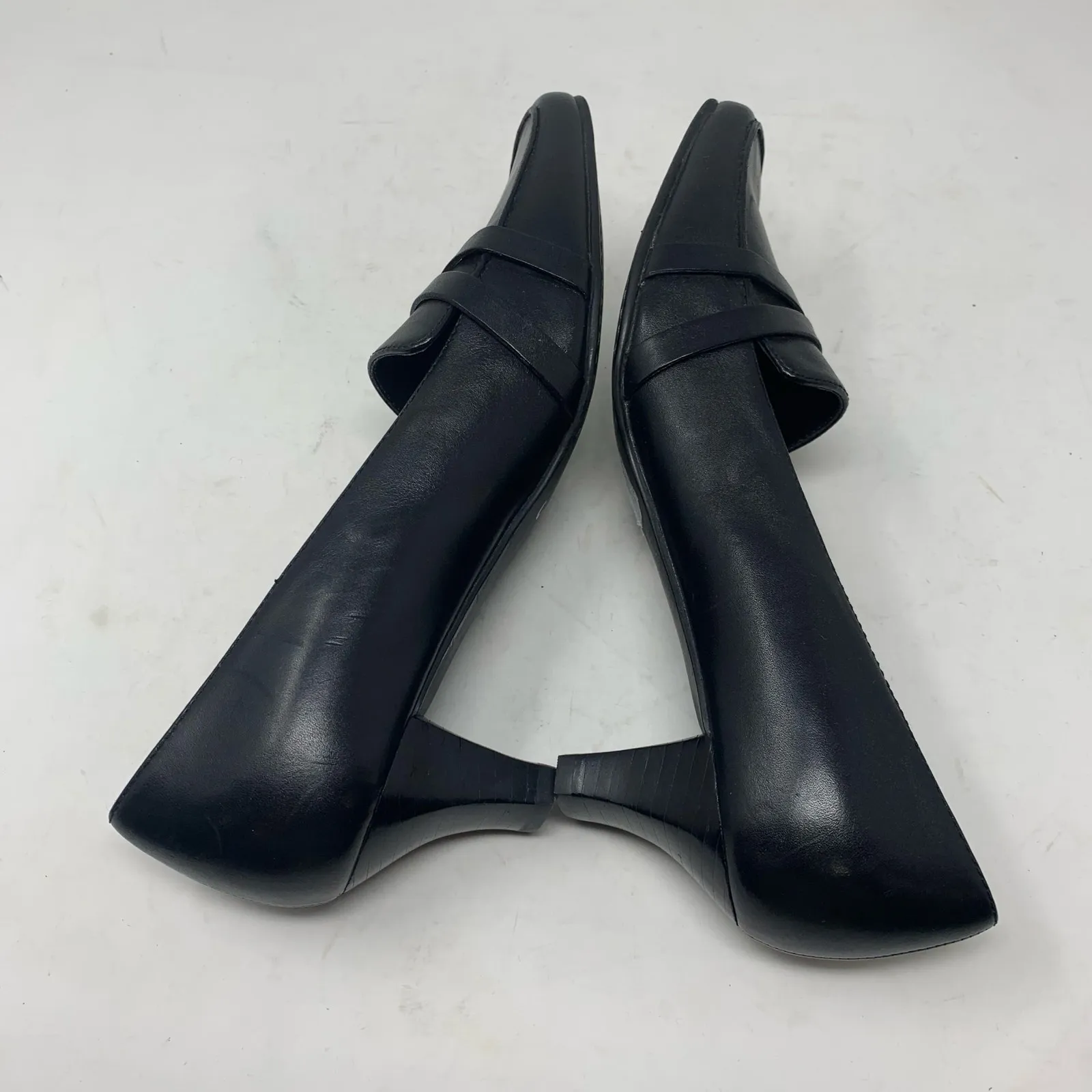 Naturalizer Black Leather Kitten Heel Pump Loafer Square Toe Y2K Size 8 Classic - Image 5