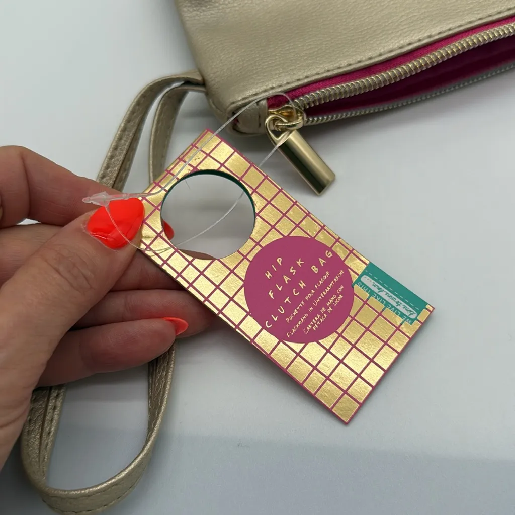 Hip Flask Gold & Pink Clutch Bag Holds 750 ml of Wine or Whatever! - Image 6