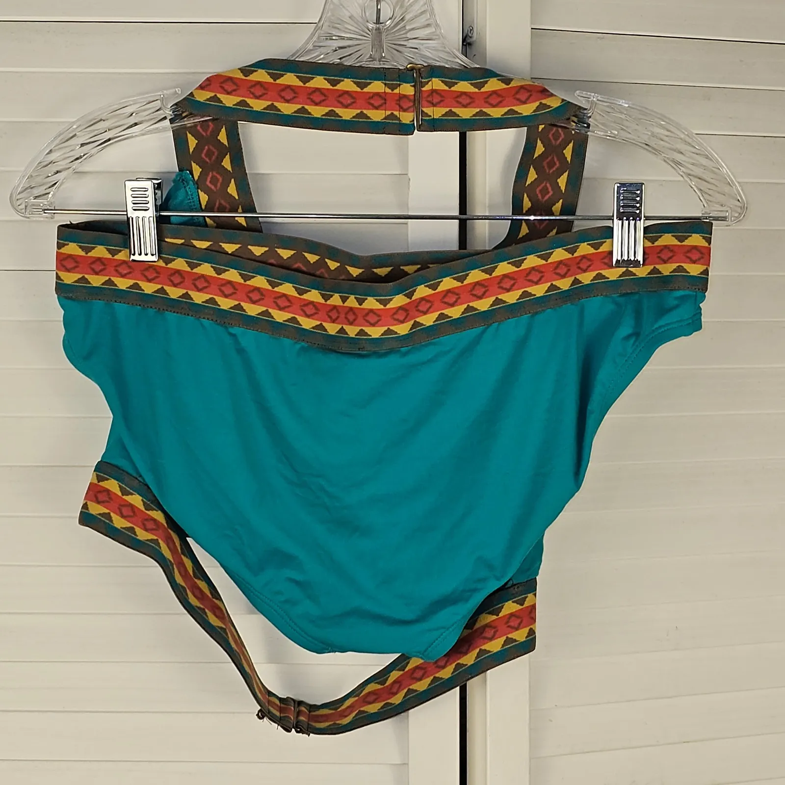 Anne Cole Womens 2pc‎ Teal Aztec Print 2pc Bikini Swimsuit Medium - Image 2