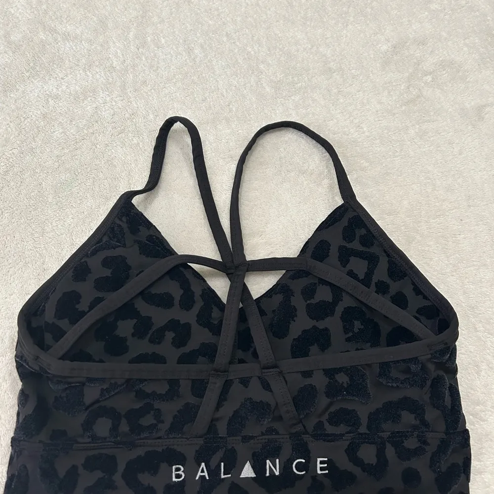 Balance Athletica/Vitality Black Velvet Leopard Strappy Back Sports Bra - Image 4