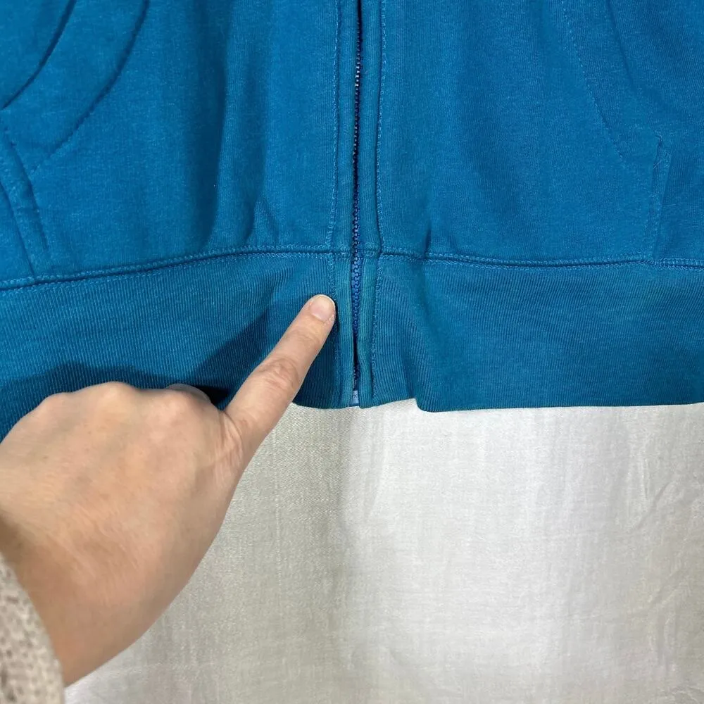 LL Bean Sweatshirt Small Teal Full Zip Fuzzy Fleece Lined - Image 4