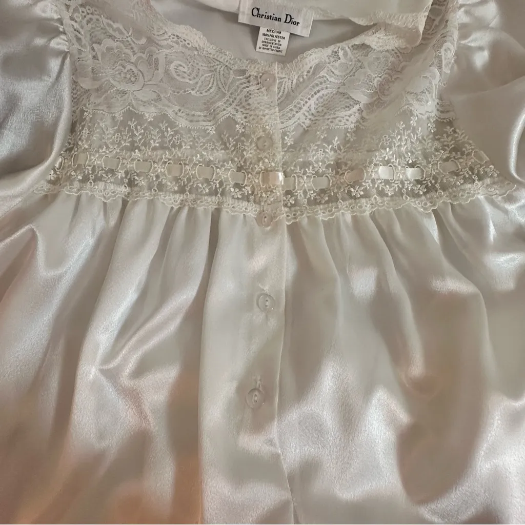 Vintage Christian Dior Satin & Lace Long Nightgown – NWT – Medium (21” ptp) - Image 9