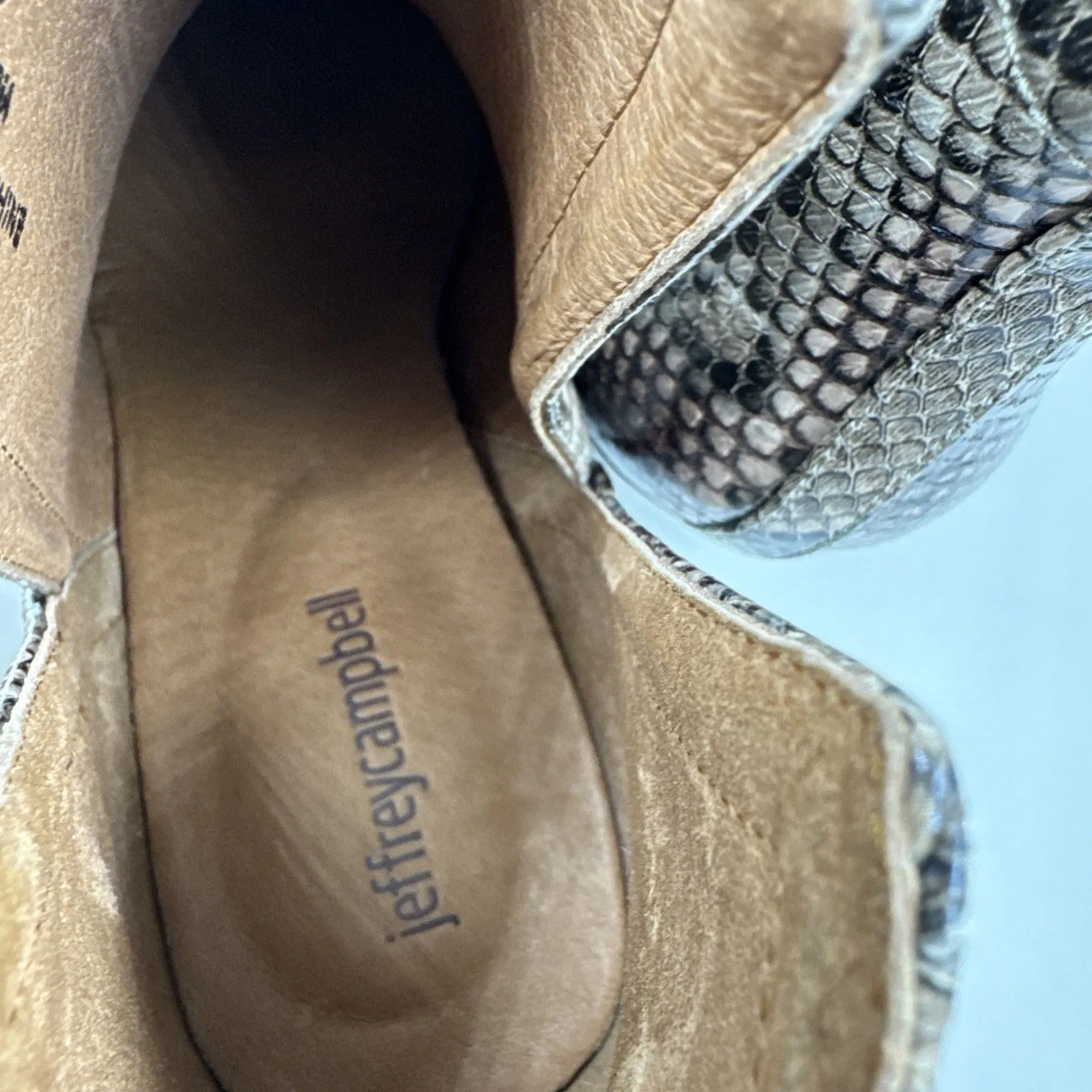 Jeffrey Campbell Tan, Black & White Multicolor Snake Animal Print Boots Rella 9 - Image 9