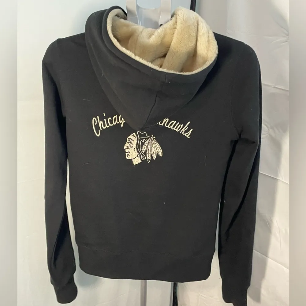 Chicago Blackhawks Old Time Hockey Full Zip‎ Sweatshirt Jacket Women's M Black - Image 6
