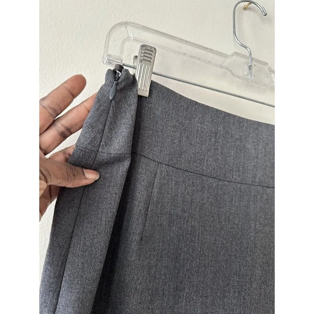 Prada Made In Italy Wool Skirt  Front Slit Side Zip Gray Career Size 44 Waist 30 - Image 4