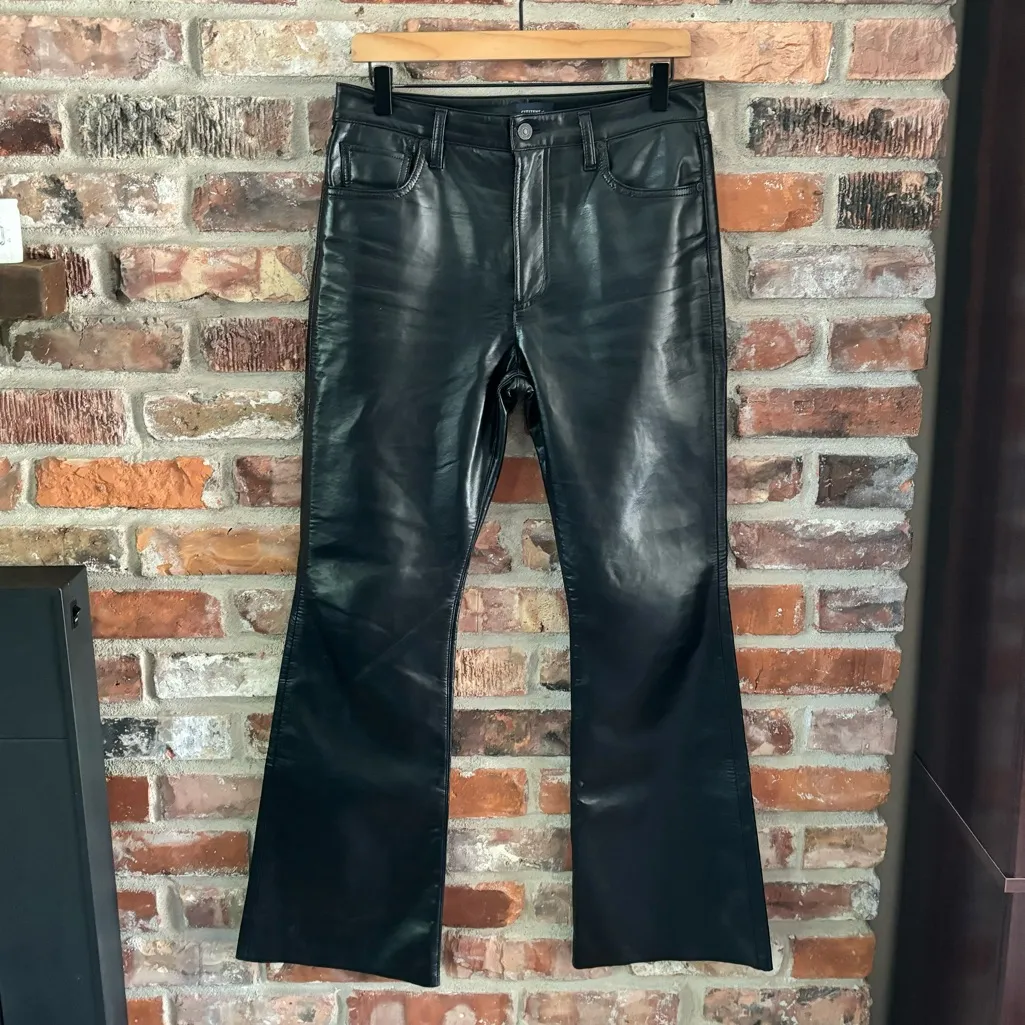 Citizens of Humanity Black Leather Lilah Bootcut Pants, 28 - Image 2