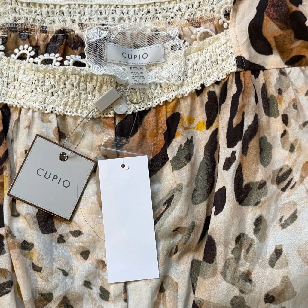 Cupio Leopard Print Blouse with Lace Trim 3/4 bell sleeves Size XL NWT - Image 9