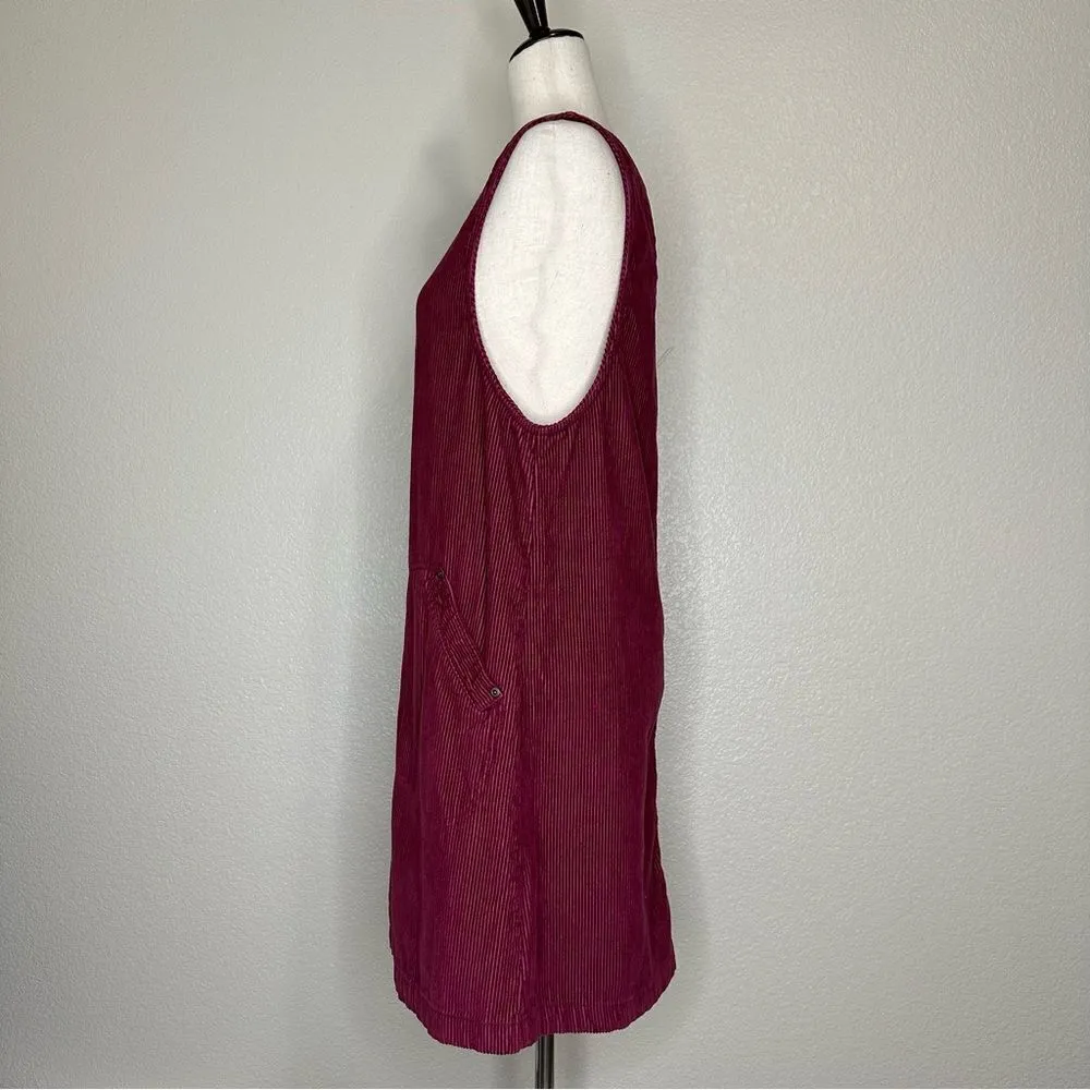 Blue J. 100% Cotton Corduroy Burgundy Button Down Sleeveless Dress Size M - Image 5