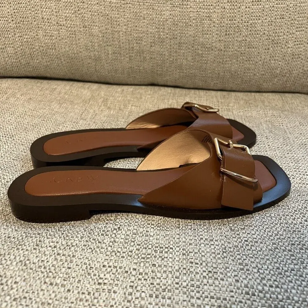 J. Crew NEW Callie Buckle‎ Sandals in Cedar Brown Leather Size 8 - Image 4