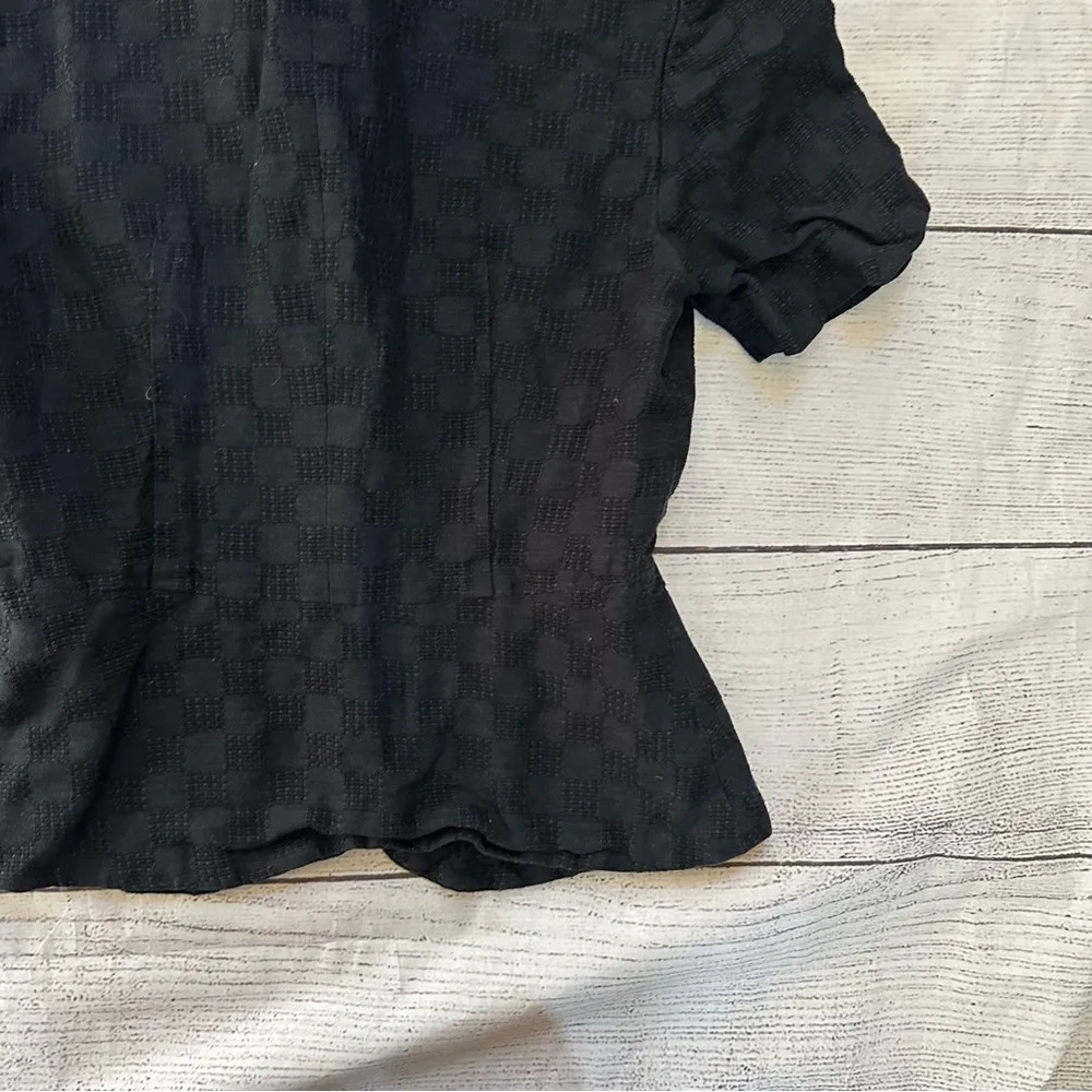 Tamotsu dark blue patterned short sleeve blazer top size small Size M - Image 12