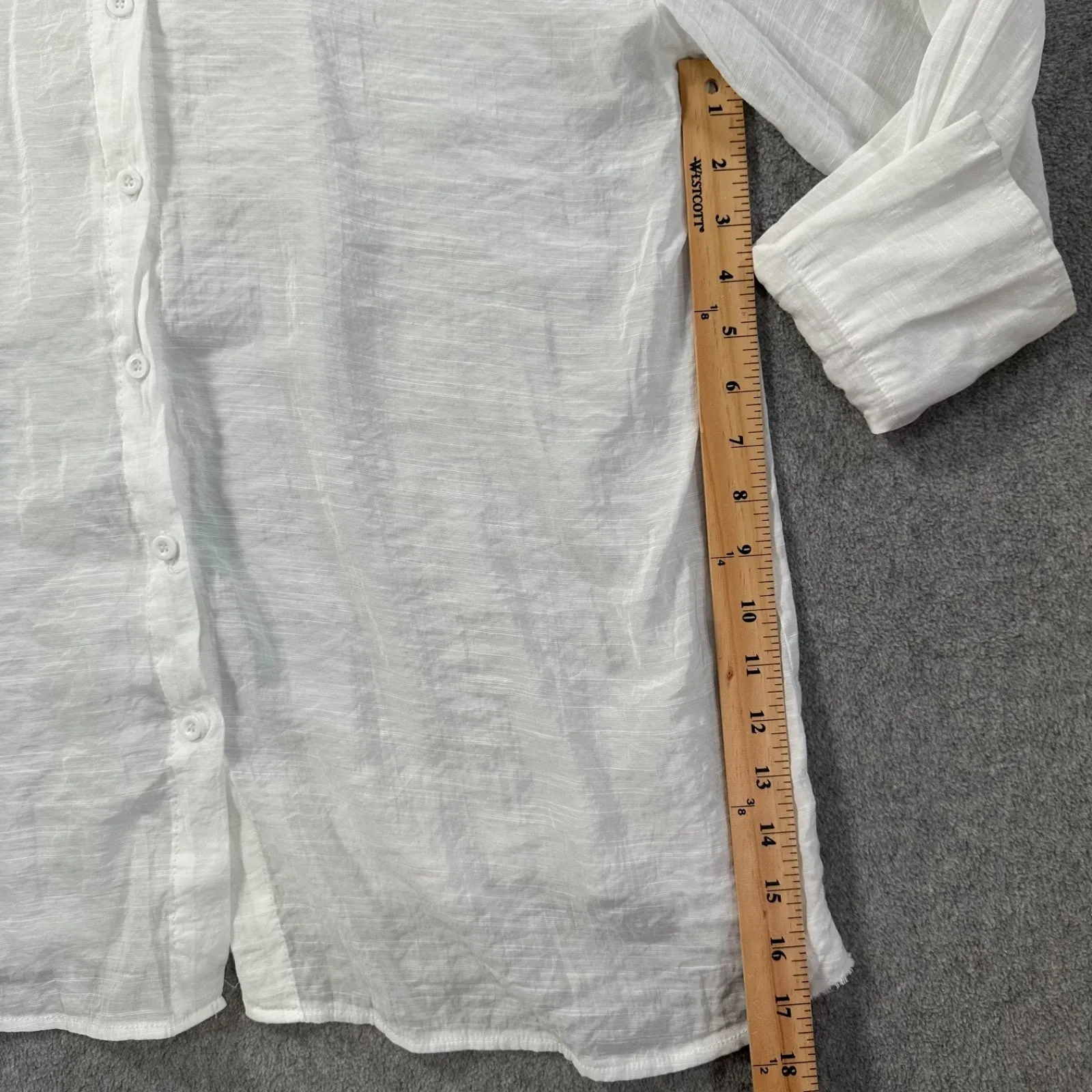 Princess Polly White Oversized Swim Coverup Button Down Tunic Woman's 2 Raw Hem - Image 6