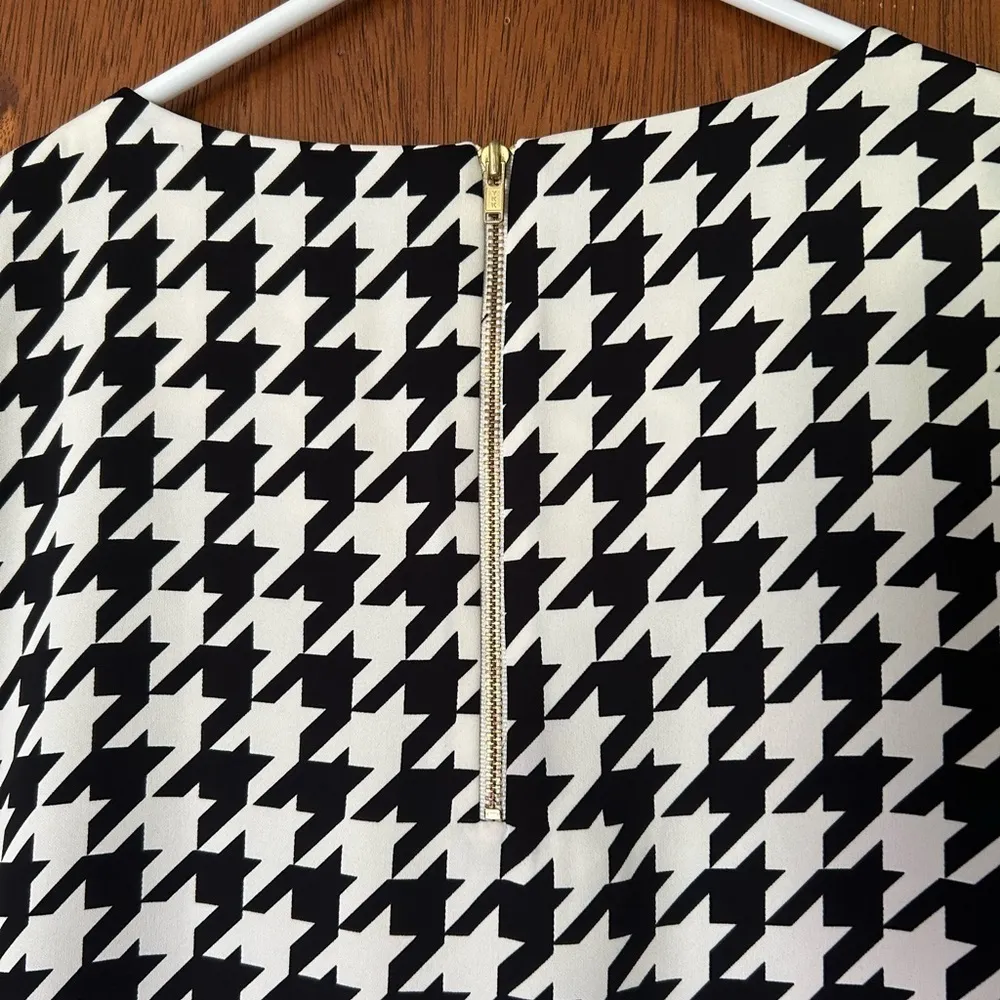 NWOT Cynthia Rowley gold zip Houndstooth short sleeve Sheath size 6 - Image 8