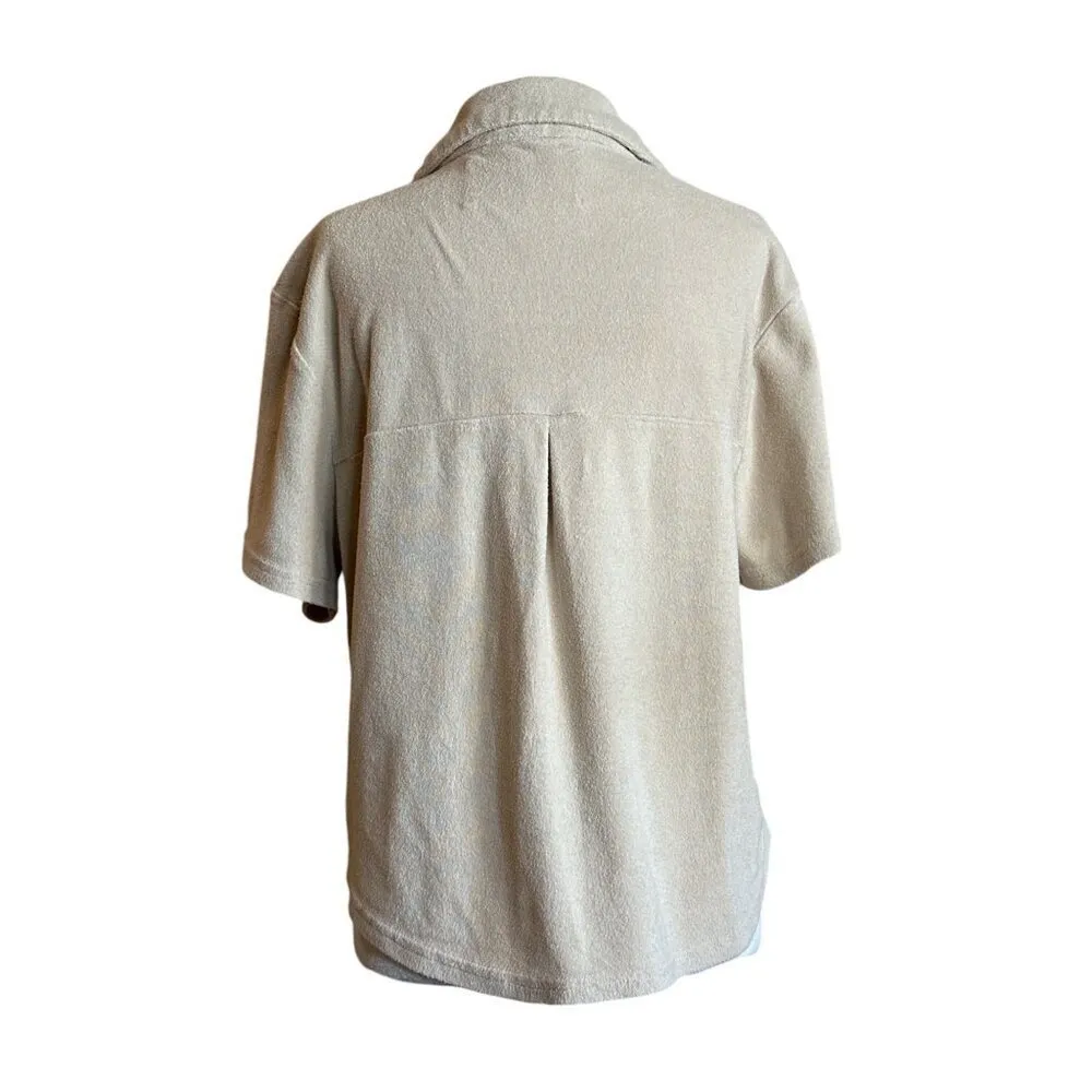 Araminta James Terry Shirt in Biscuit XSmall Womens Button Down Blouse Top Tan Size XS - Image 6