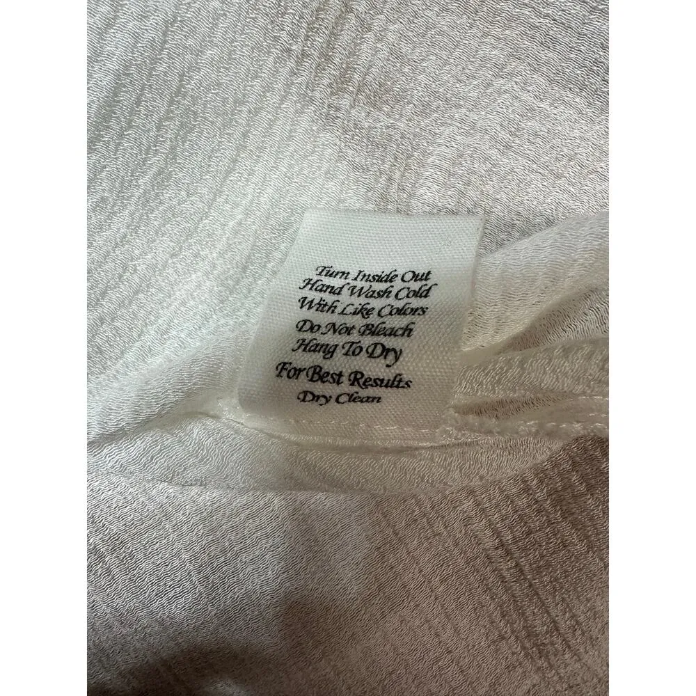 Mine White Floral Embroidery Cottagecore Prairie Boho Peasant Top Sheer Flaws - Image 13