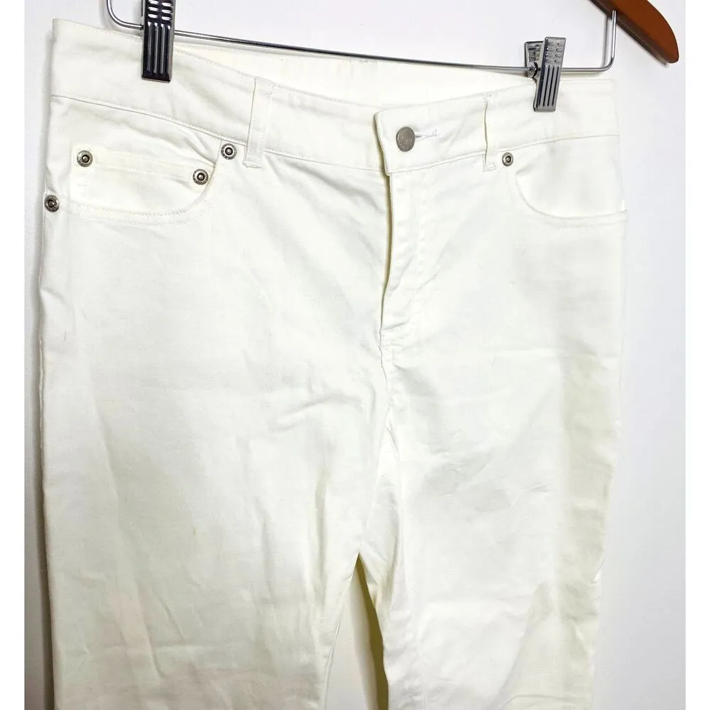 VTG Lilly Pulitzer Scallop Jungle Animals Hem White Blue Capri Denim Jeans Sz 4 - Image 2