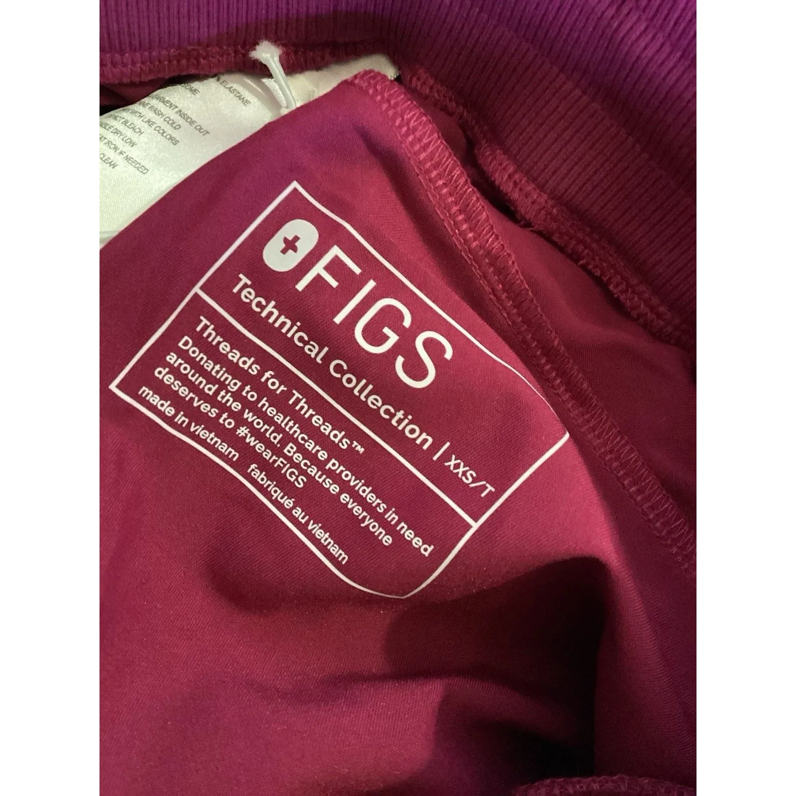 FIGS Scrub Pants Womens XXS Tall Magenta Boston Slim Jogger Medical Zip Pockets - Image 6