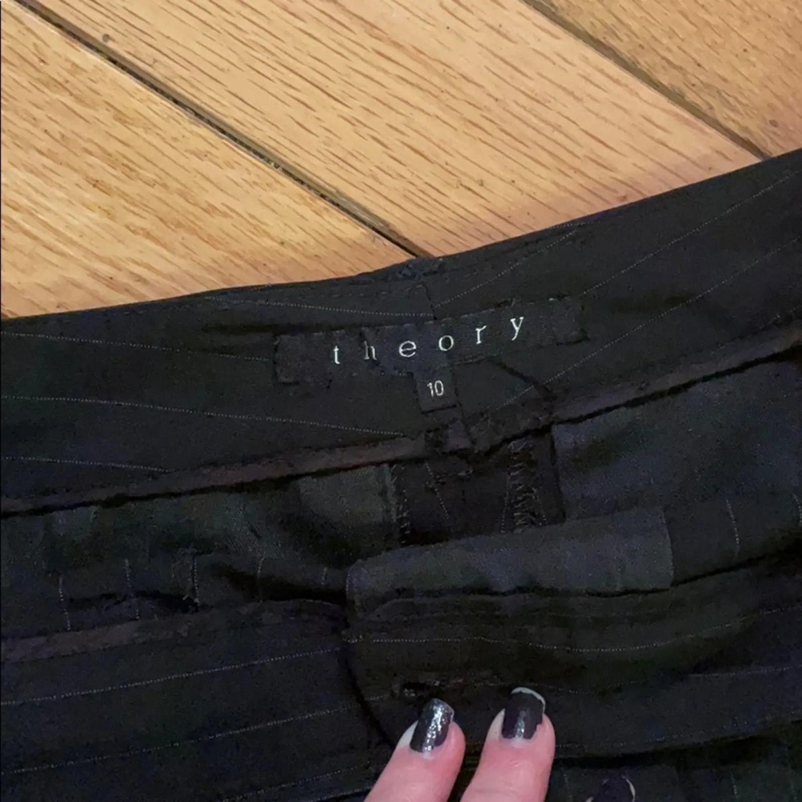 Theory wool striped skirt black size 10 - Image 6