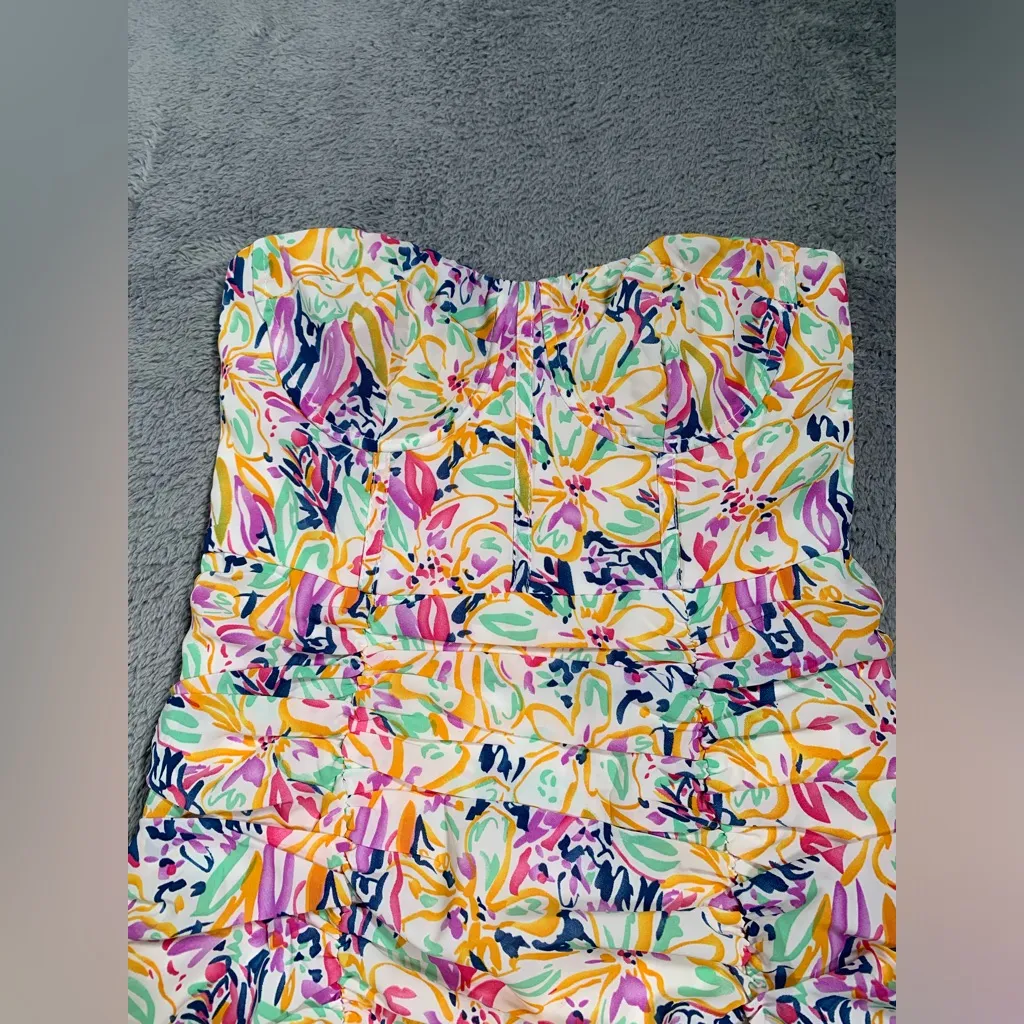 Hello Molly summer for love Multicolor floral Strapless Mini Dress small/4 - Image 3