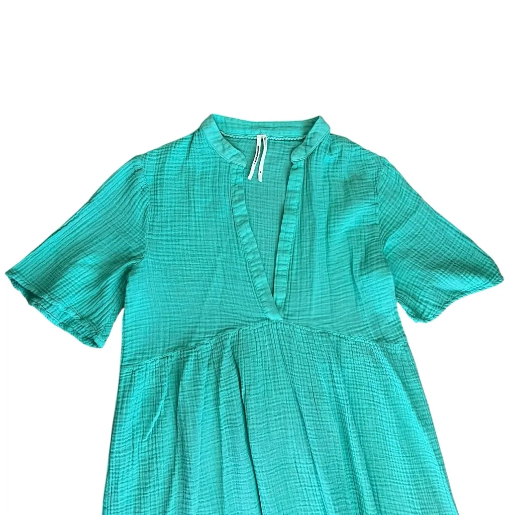 Anthropologie Women’s The Kallie Flowy Tiered Gauzy Maxi Dress in Turquoise Teal - Image 3