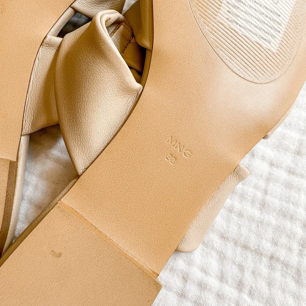 Mango MNG Leather Knotted Pointed Toe Flats Mules NEW 7.5 - Image 4