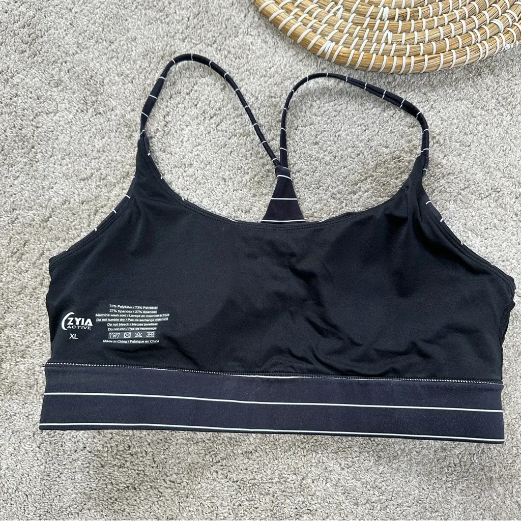 Zyia Active Women’s Light & Tight Racer Straps Sports Bra Pinstripes in Black XL - Image 10