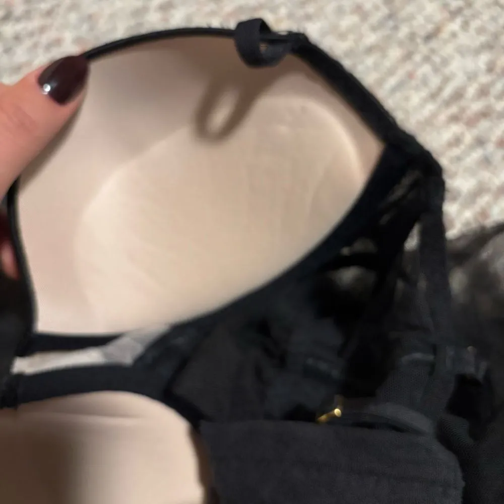 Victoria’s Secret Black Lace Push Up Babydoll Top Mesh Split Slip Teddy Size 32D - Image 5