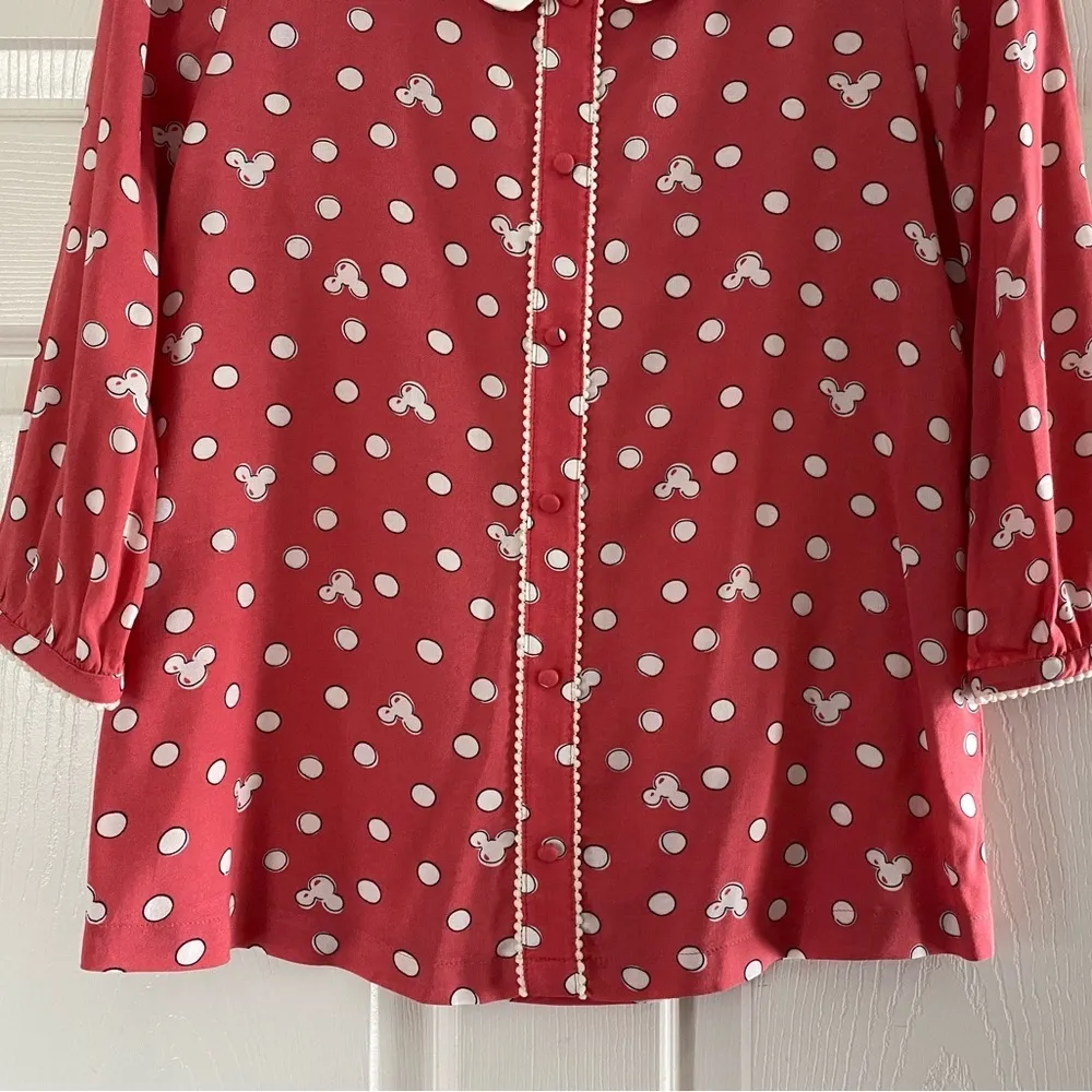 Disney’s Minnie Rocks The Dots LC Lauren Conrad Collard Blouse Top Pink Size XS - Image 4