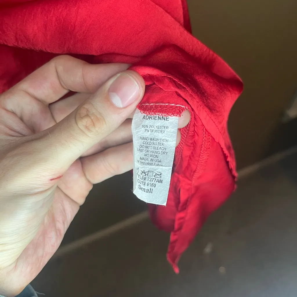 Adrienne Women’s Vibrant Red Sheer Oversized Blouse - Image 4