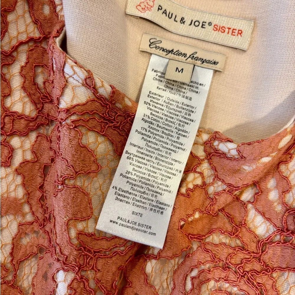 Paul & Joe Sister Peach Lace Bellini Dress Anthropologie EUC - Image 7