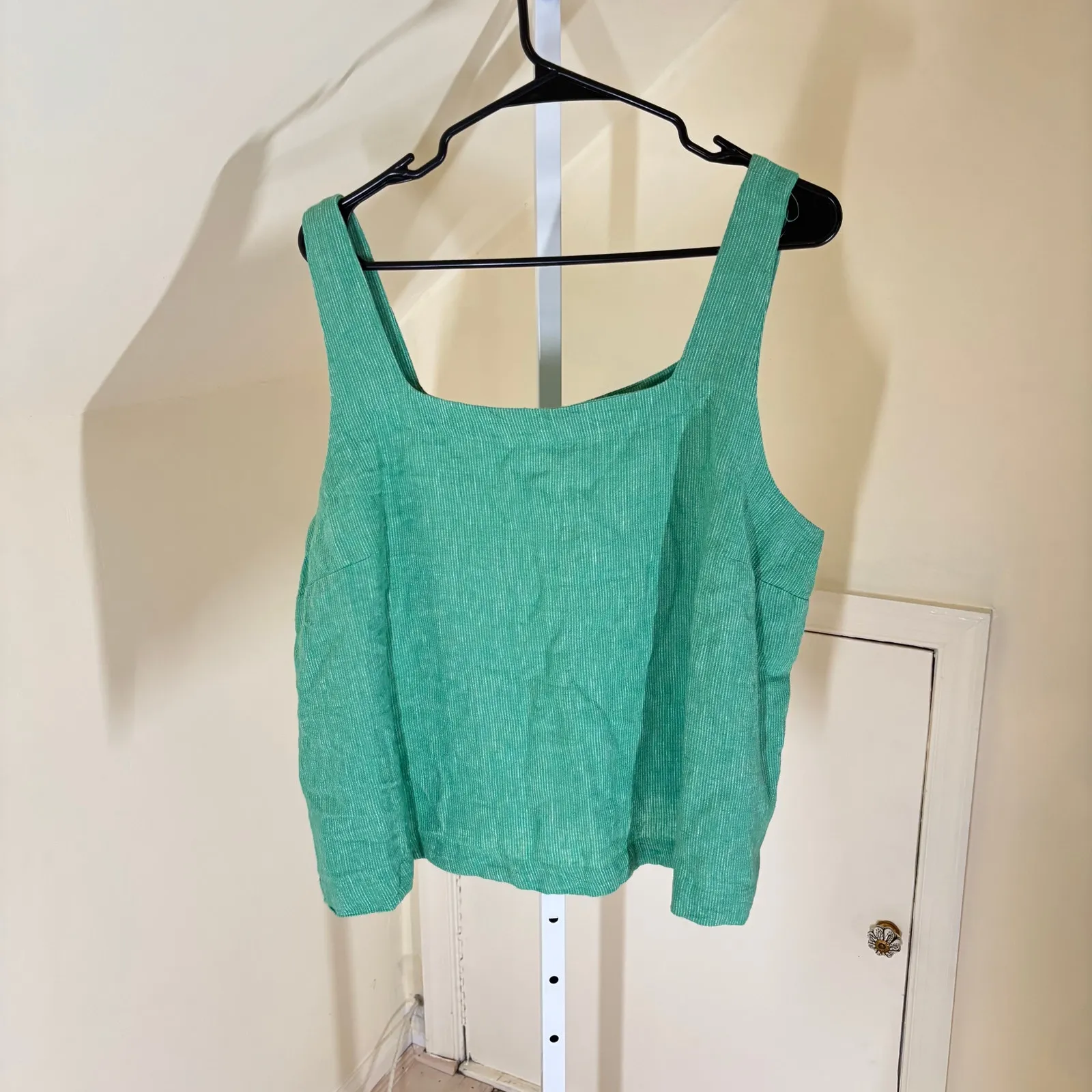 A New Day NWT Women's Linen Tank Top Green Striped Top XXL - Image 2