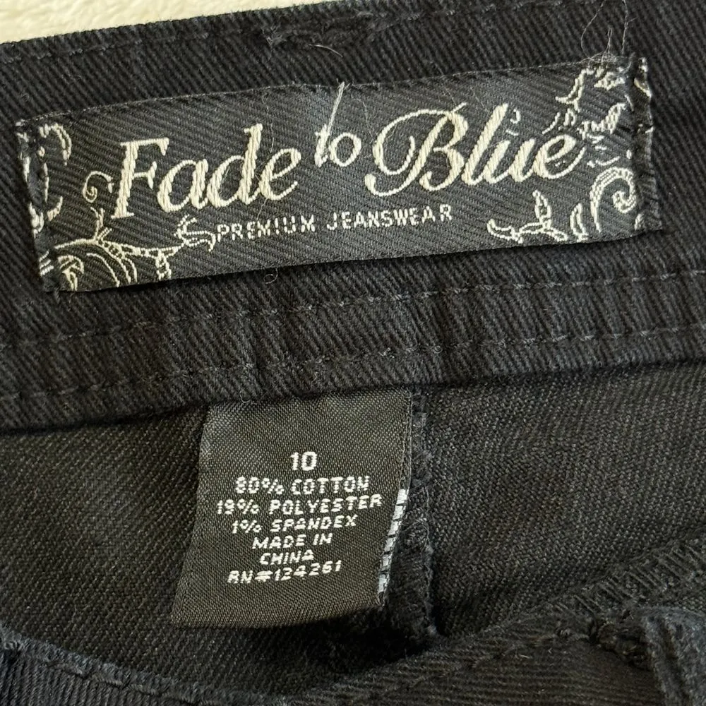 NEW Fade to Blue Denim Jeans Womens Size 10 Black Cuffed Ultimate Stretch Casual - Image 4