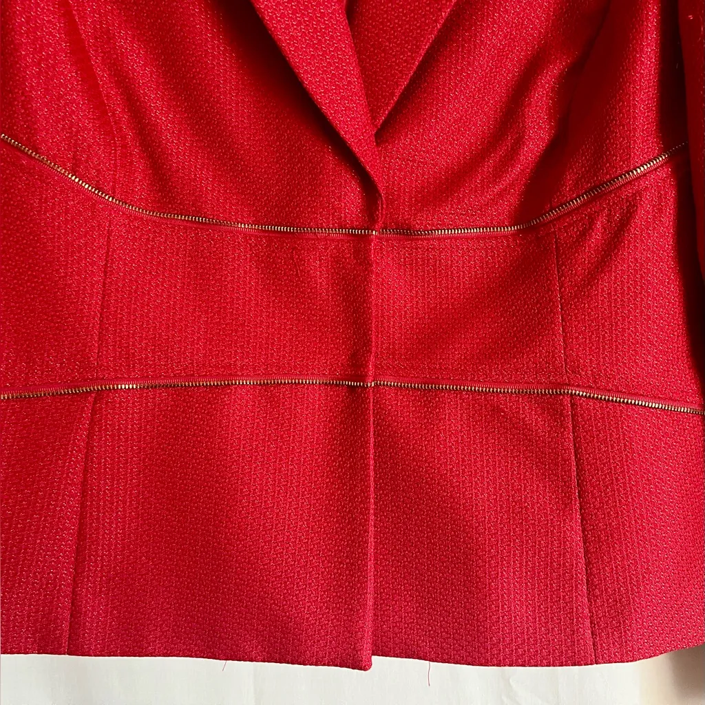 Isabella Suits Chic 2 Piece Red Blazer and Pencil Skirt Set for Women Size 12 - Image 4